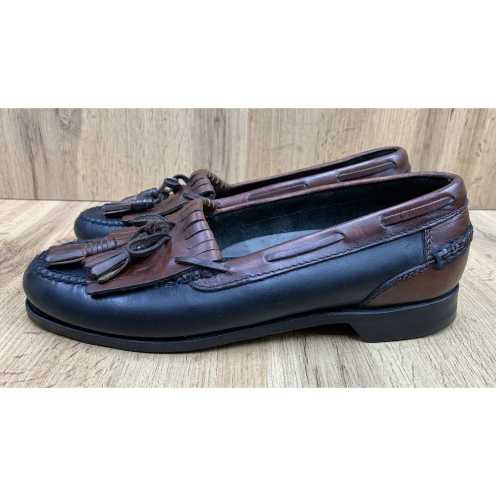 Johnston & Murphy Men’s Boat Deck Kiltie Tassel Loafers Black Brown Leather 10 M